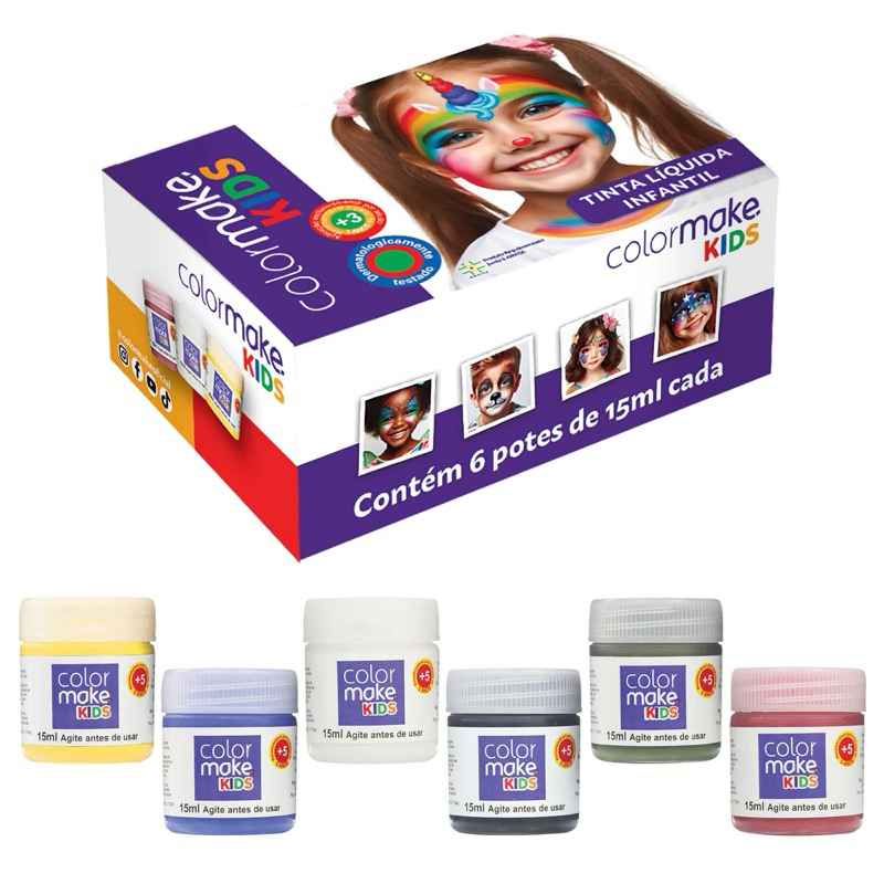 Tinta Facial Para Crianças - 6 Cores 15ml Cada - Infantil, Kids ...