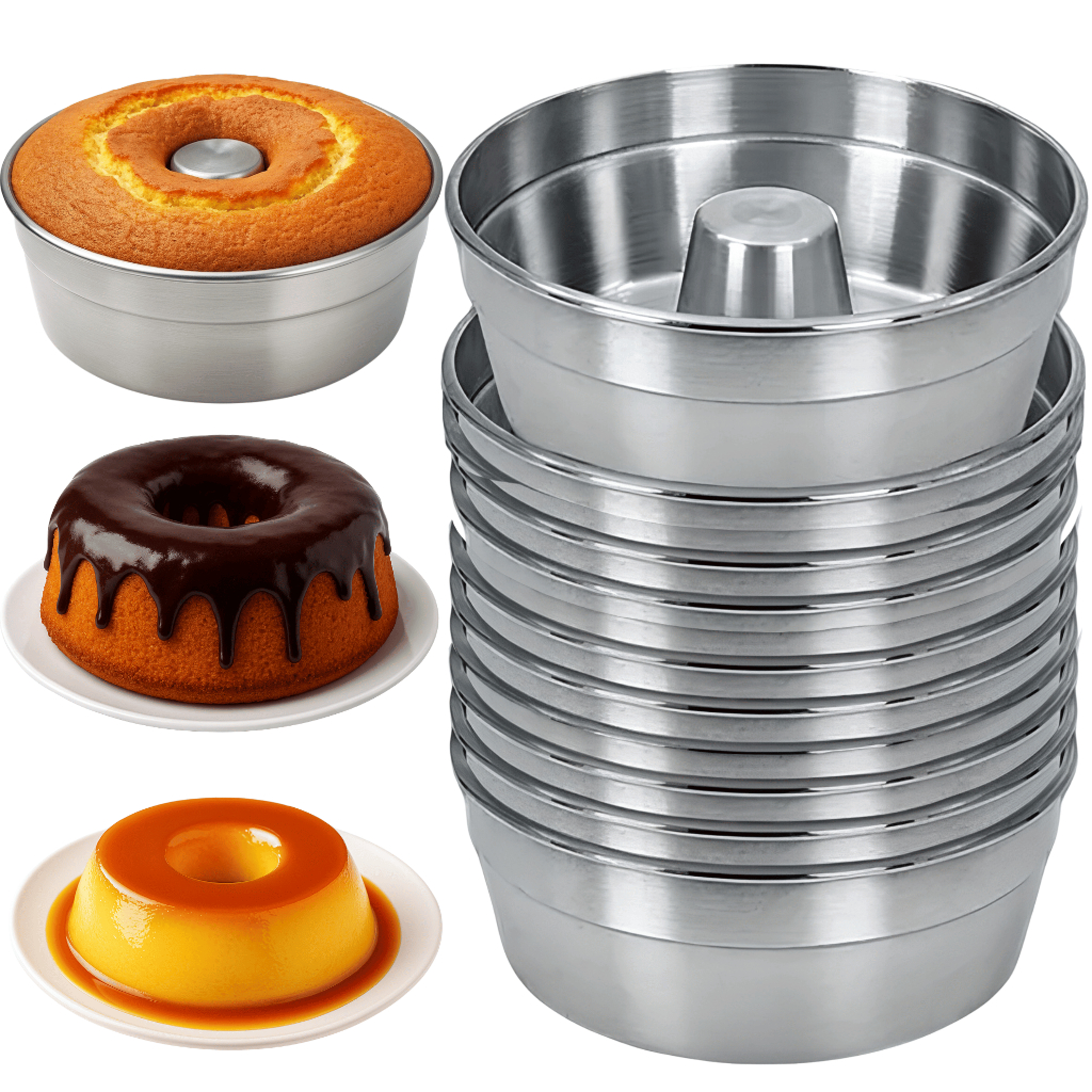 Kit 10 Formas N22 Bolo Vulcão Pudim Padaria Redonda Aluminio