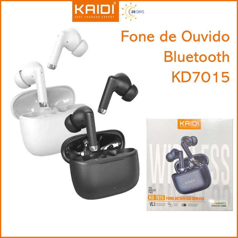 Fone de Ouvido Sem fio Bluetooth TWS Kaidi KD-7015
