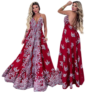 Vestido Indiano Longo Estilo indiano Feminino Verão Elegante em Crepinho Tendência Moda Verão em Oferta na Shopee