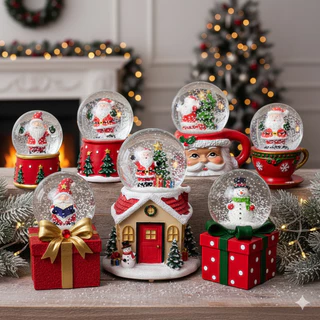 Globo de Neve de Natal Papai Noel - Decoração de Natal Festiva - Enfeite de Natal - Enfeite árvore de natal