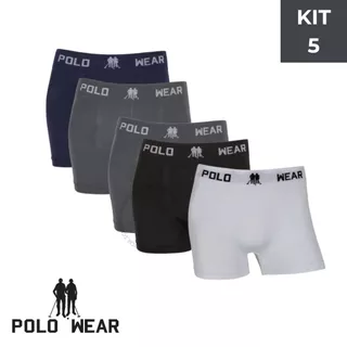 Kit 5 Cuecas Boxer Polo Wear Masculina Microfibra Sem Costura Confortável Leve Respirável Macia