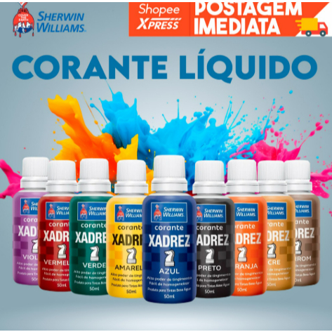Corante Xadrez Pigmento Liqúido para Tinta e Massa / Cores Parede ...