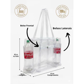 Bolsa Transparente reforçada PVC cristal EXTRA GRANDE, JUMBO, Bolso frontal e laterais. Maternidade praia institucional em Oferta na Shopee