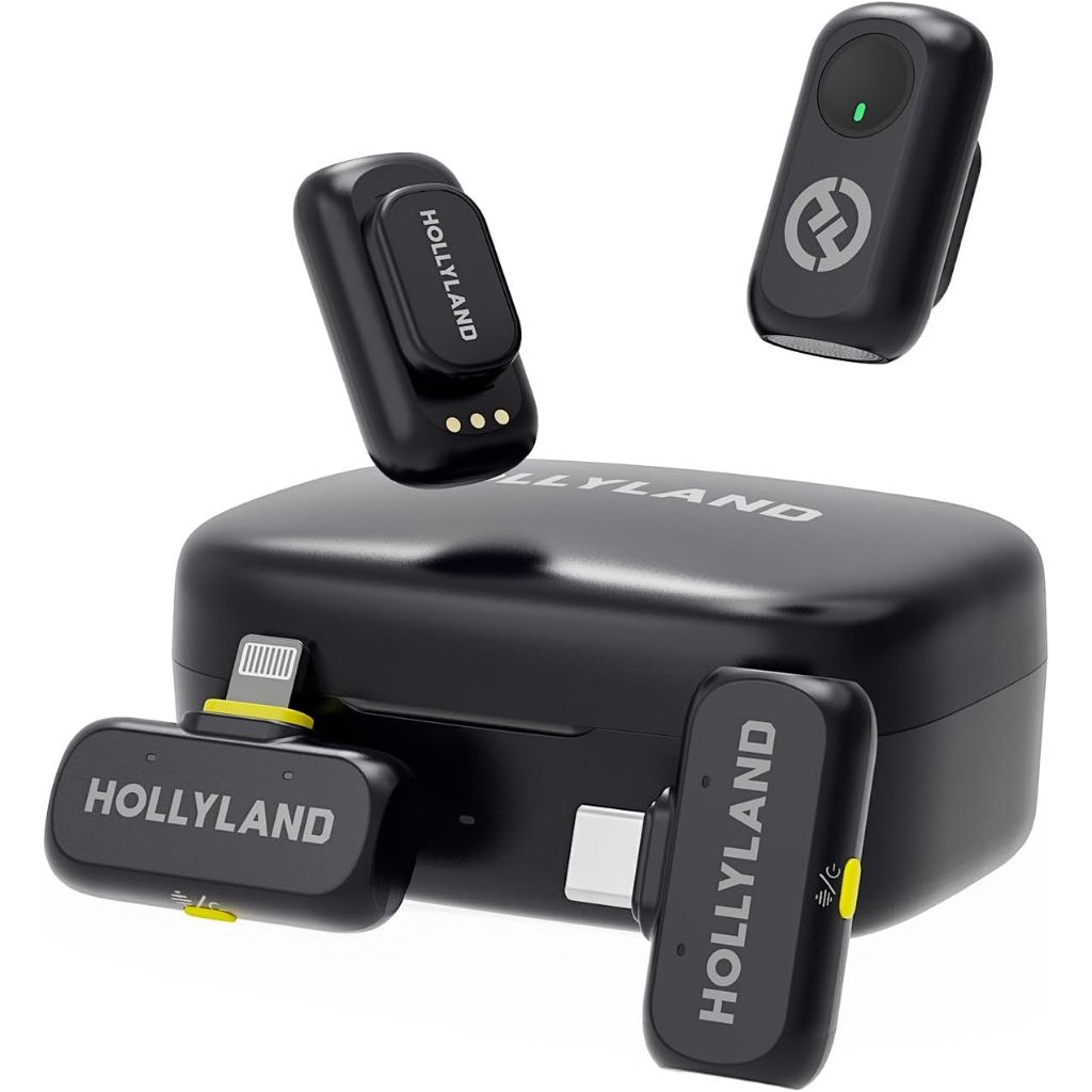 Microfone Lapela Hollyland Lark A1 Combo Preto P/ iPhone e Android USB-C Lighting