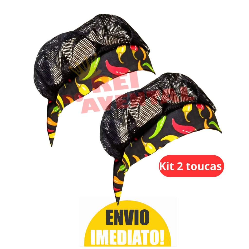 Kit 2 Toucas de Cozinha Profissional Estampa Pimenta – Chef 
