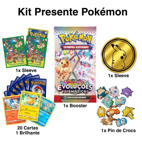 Kit Presente Pokémon Completo – Cartas Originais, Booster Copag e Moeda ...
