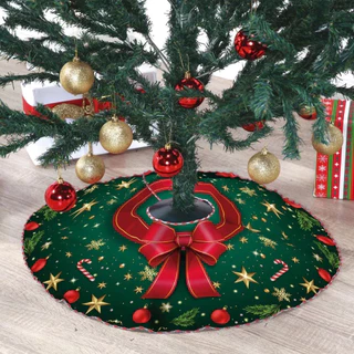 Saia Para Árvore De Natal Decoração Enfeite Natalino Papai Noel Natalina Estampada Sublimado