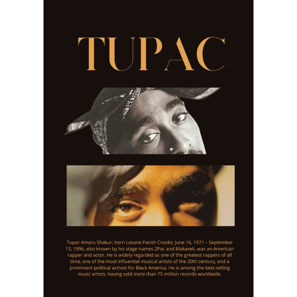Pôster Premium Tupac - Rapper 2pac – A4 (20x30 cm) | Cartaz de