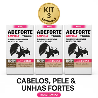 Kit 3x Adeforte Turbo + Biotina 3ml | Cabelos, Pele e Unhas Fortes | Suplemento Vitamínico em Oferta na Shopee
