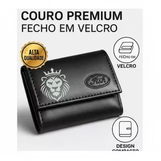 Carteira Masculina de Couro Sintético Preta Compacta Cartões CNH Cédulas Moedas jesus Leão - Envio Imediato
