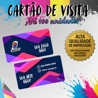 100 Cartões de Visita Premium – Brilho Frente e Verso (Verniz Incluso)