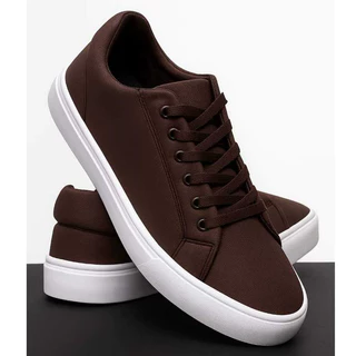 Sapatênis Casual Linha Confort Hype Shoes Esporte Fino - Preto/Marrom/Cinza/Vermelho/Azul - Unissex