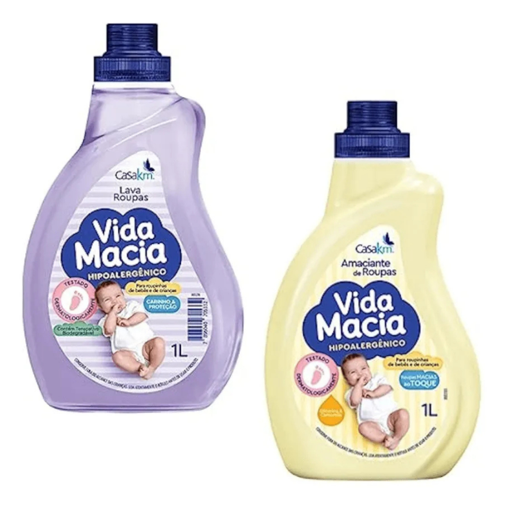 Sabão Liquido Vida Macia 1 Litro e Amaciante Camomila 1 Litro Promoção ...