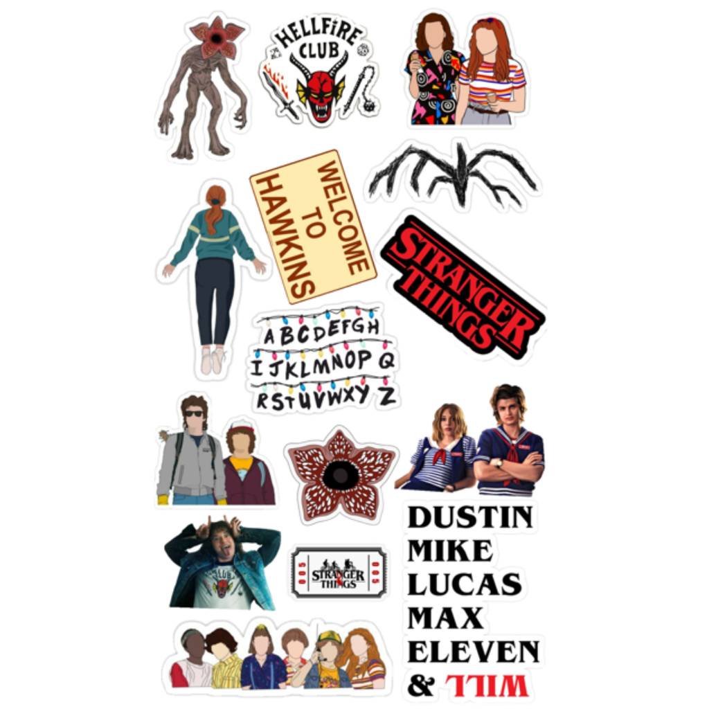 Pack de Adesivos Vinil Brilhante Stranger Things | Shopee Brasil