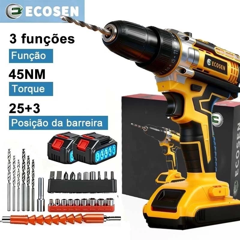 Parafusadeira Furadeira 48V 2 BATERIAS Com Maleta e Acessórios Completo Barato Promocao