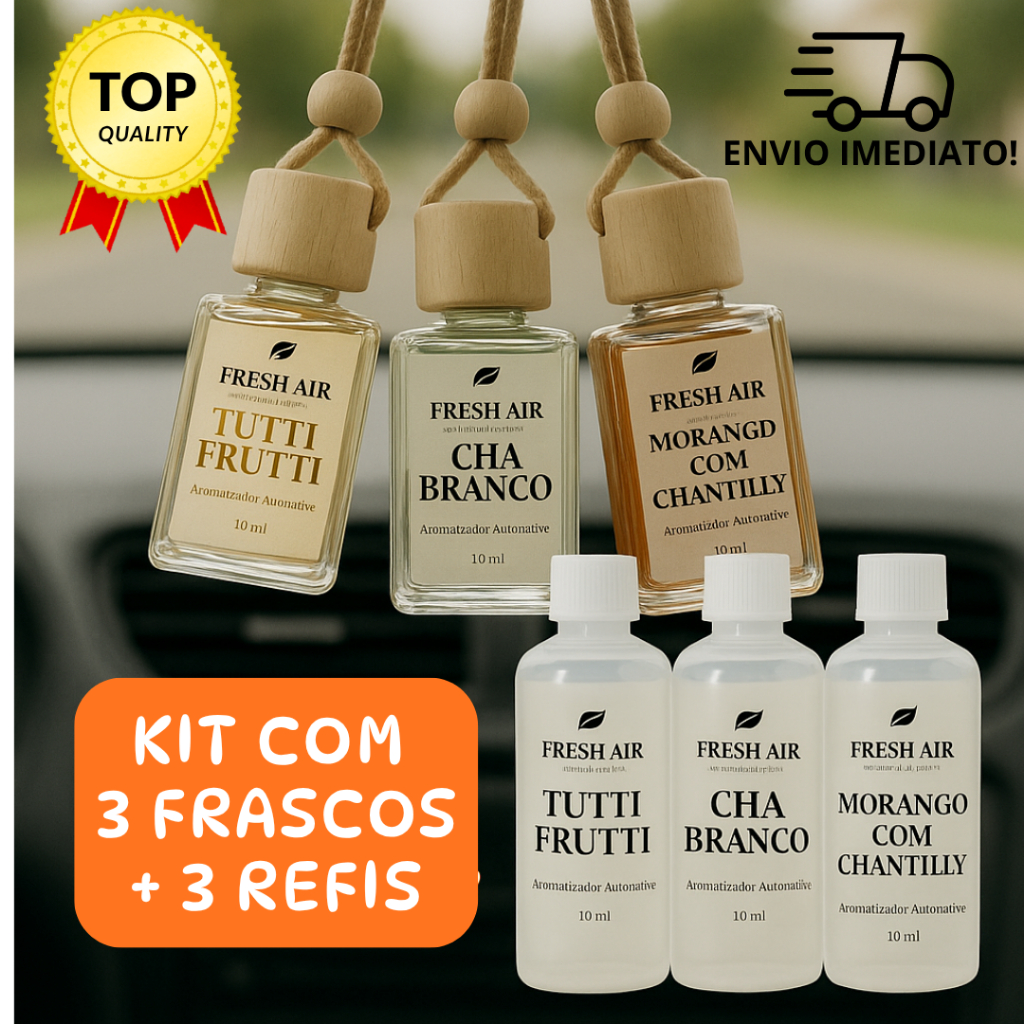 Kit com 3 Cheirinho para Carro + 3 Refil Premium Importado de Luxo ...