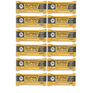 12 Barra de proteína Supino Baunilha Crispies e chocolate ao leite - zero açucar - 360g - vence18/03/26- Banana Brasil