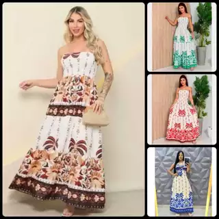 Vestido feminino longo Tomara que Caia com elastex, para Todas as ocasiões Elegante e estiloso tendencia Muito Lndo Verã em Oferta na Shopee