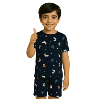 Pijama Infantil Menino Suede Curto Estampado Verão Confortável Camiseta e Short em Oferta na Shopee
