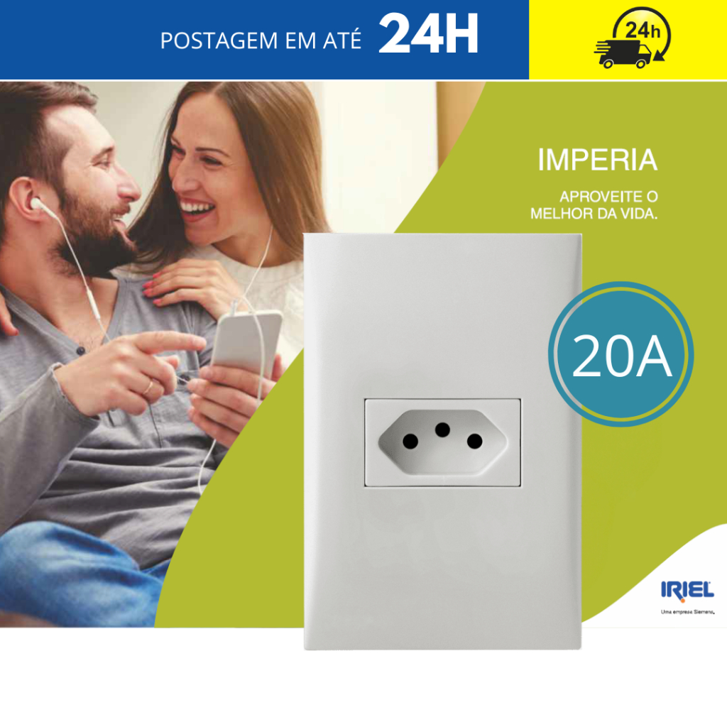 Tomadas 20A Iriel linha Imperia 10A Teclas Placas Furo Interruptores ...