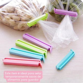 KIT 5 Prendedor Fecho Embalagens Comida Saco Lacre