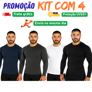 Kit Camisa Térmica Proteção Uv50 Corrida Natação Blusa Segunda Pele Camiseta Academia Manga Longa