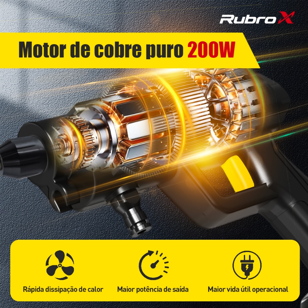 RubroX Lavadora Portátil 48V Alta Pressão com 2 Baterias