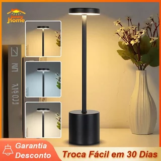 Luminária de Mesa Touch LED Recarregável Sem Fio - Candeeiro Dimerizável em Alumínio