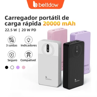 Bateria Externa BETTDOW de 10000mah/20000mAh, Carregador Portátil com Luz LED e Carregamento Rápido USB, 10W/22,5W em Oferta na Shopee