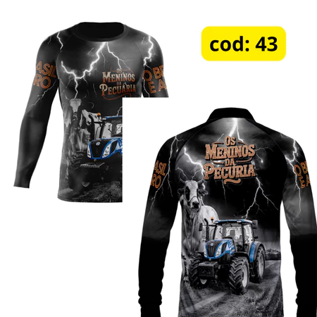 Camisa Camiseta agro rural roça, cavalo, drone, trator, com Proteção UV Várias Estampas agro