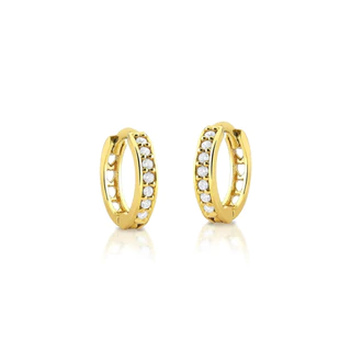 Brinco de Ouro 18k Argola Redonda - Detalhada com Corações Vazados em Oferta na Shopee