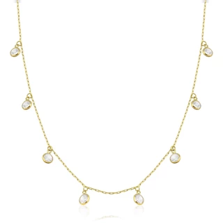 Colar de Ouro 18k Feminino com Pedrinhas Pendentes 45cm em Oferta na Shopee