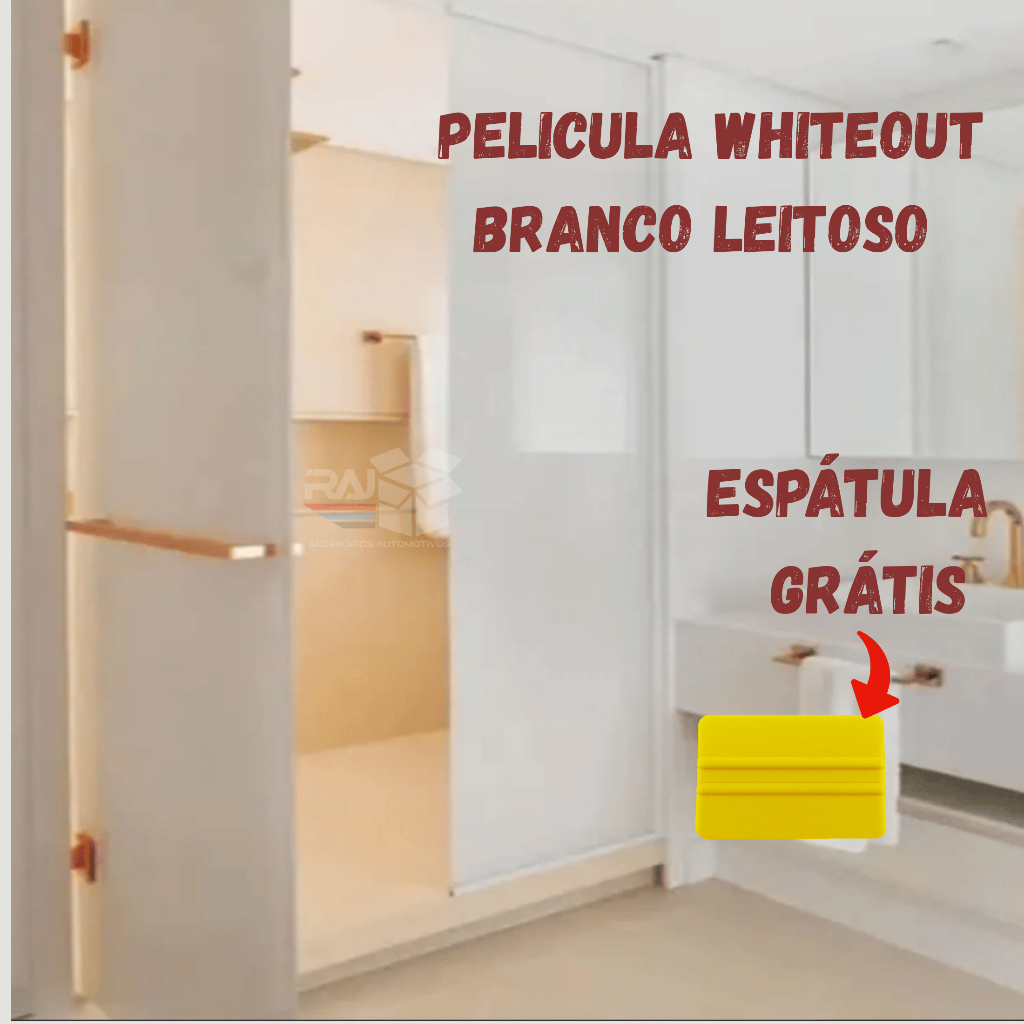 Película Insulfilme branco leitoso, whiteout, privacidade, bloqueio solar , Resistente a UV, larg.1,19m, Espátula grátis
