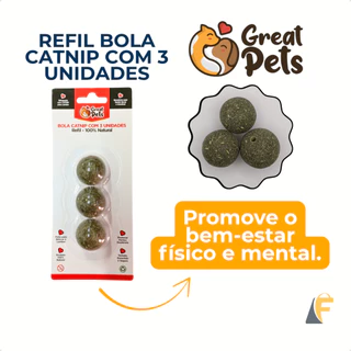 Catnip Refil Bola 3 Unidades Rolo Brinquedos Gatos Great Pets em Oferta na Shopee