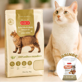 Areia Higiênica Biodegradável 20kg 5 Pacotes De 4 kg Grãos Finos Milho E Mandioca