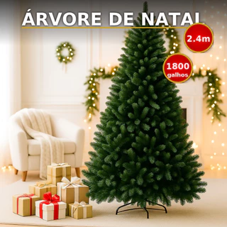 Árvore De Natal Pinheiro Luxo 2,40m 1800 Galhos Tradicional Verde