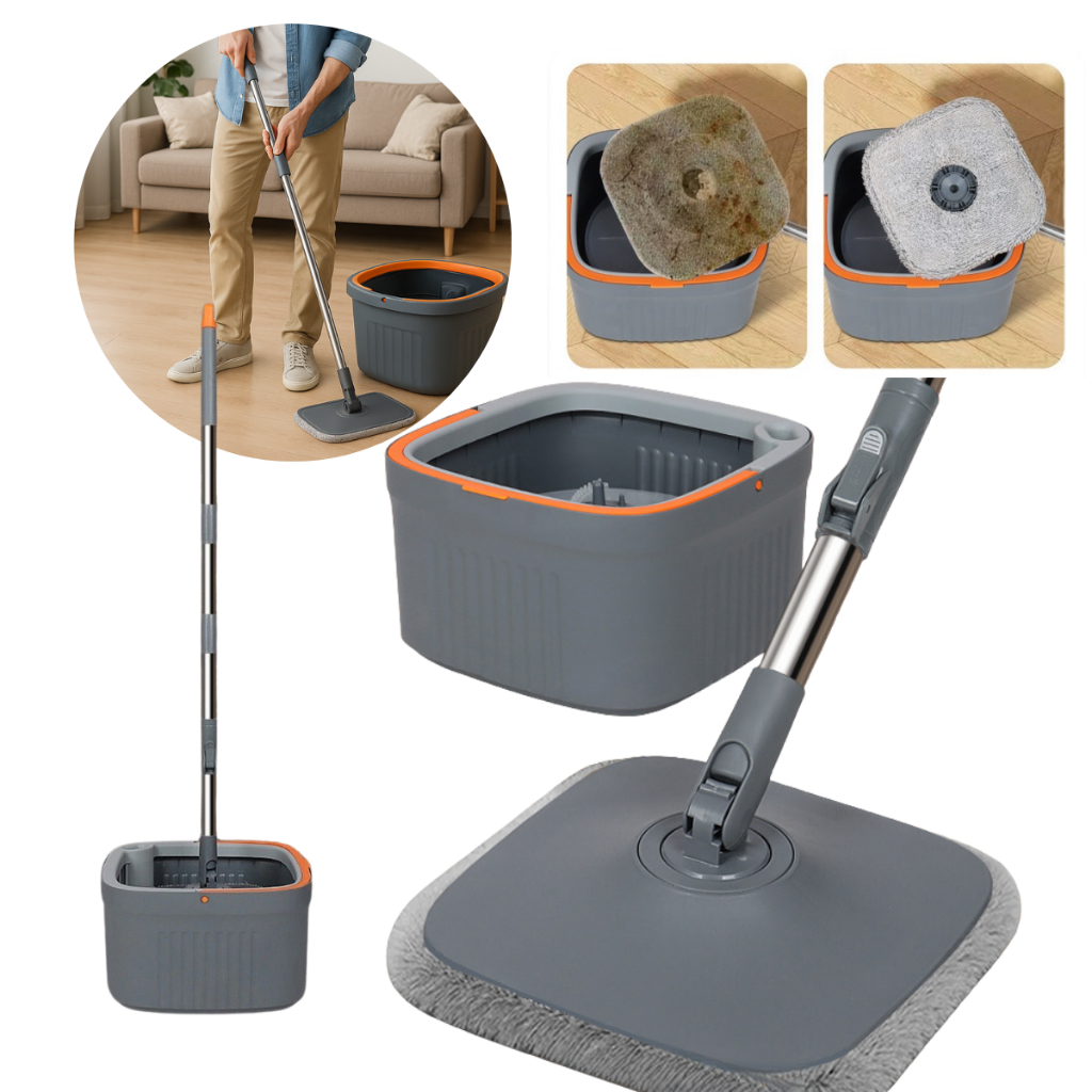 Mop Giratorio Agua Limpa Quadrado Compartimentos Separados