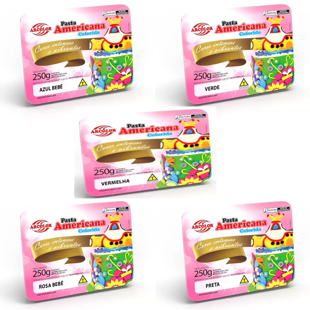 Pasta Americana Colorida 250 g Arcolor Cores a Sua Escolha