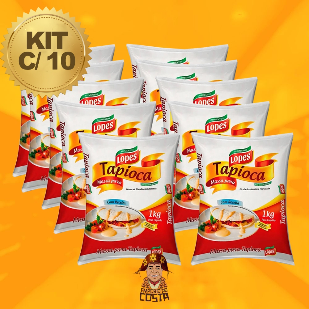 Kit c/ 10 - Tapioca pronta Lopes 1 Kg | Shopee Brasil