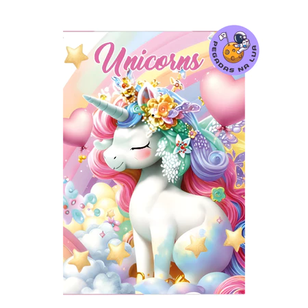 Kit 2 cadernos grandes brochurão unicórnios 96 fls máxima