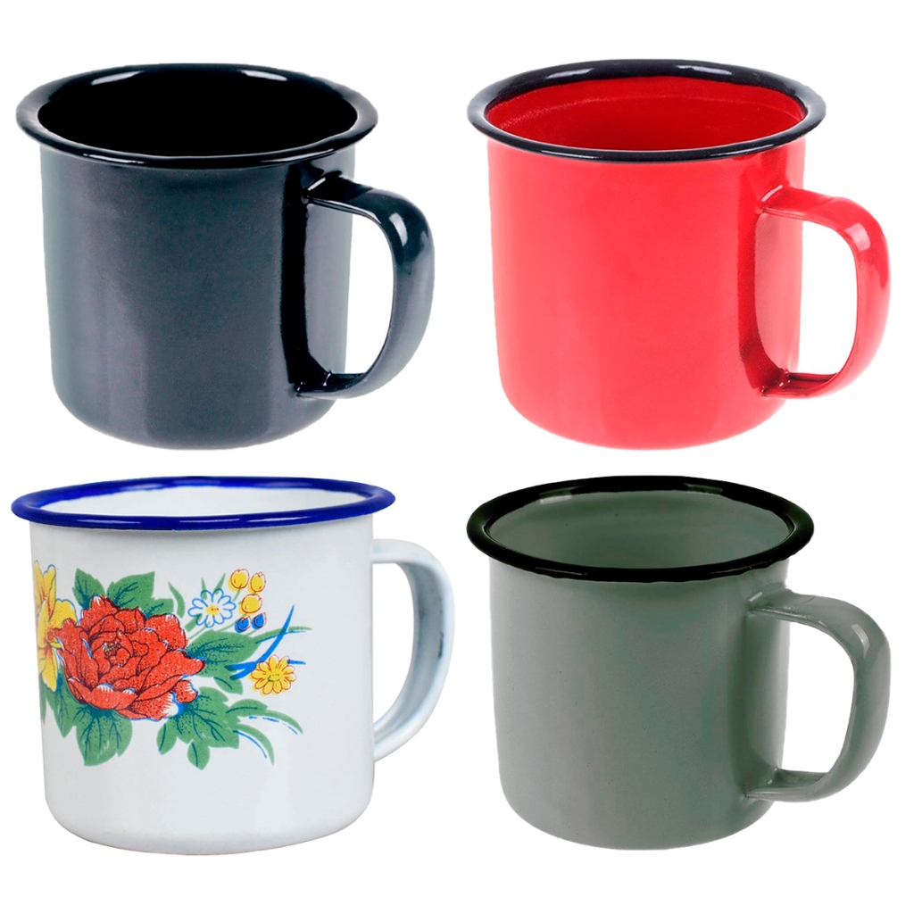 Caneca Esmaltada 80/150/350ml Xícaras Rusticas Multiuso Retro