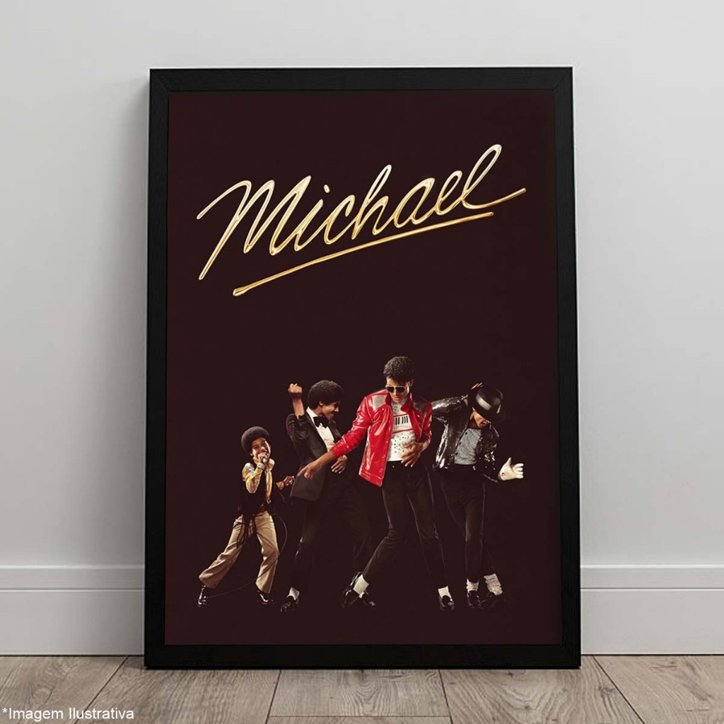 Quadro Michael Filme 2026 Michael Jackson Pôster C/ Moldura A4 e