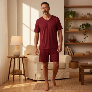 Pijama Masculino Adulto Curto Conjunto Verão Manga Curta e Short Malha em Oferta na Shopee