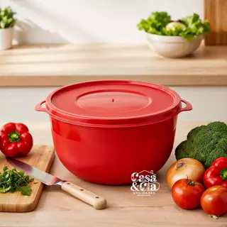 Kit 10 Bowl Potes Plásticos 1300 ml Redondo Marmita Organizador De Congelador Freezer Microondas