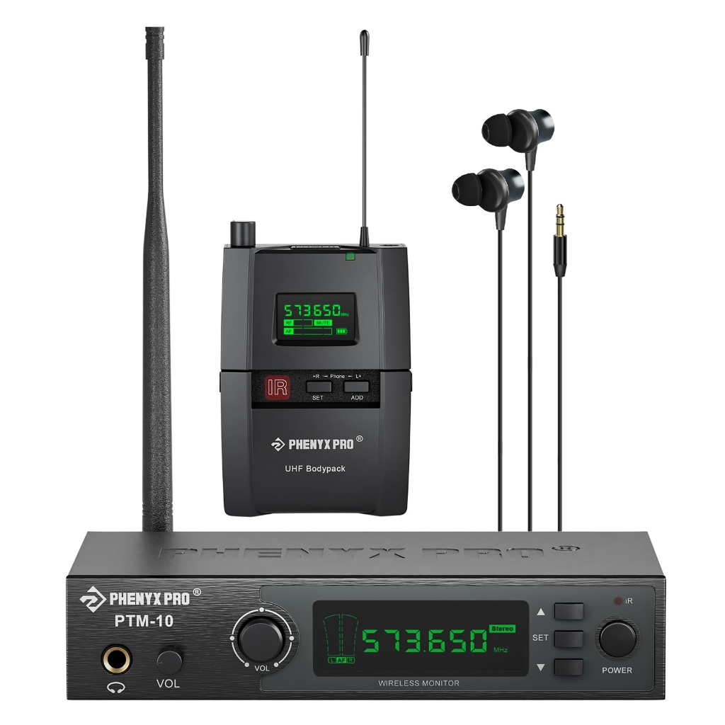 Phenyx Pro PTM-10 Sistema De Controle Sem Fio Estéreo In-ear Palco Retorno Corpo Receptor 900MHz
