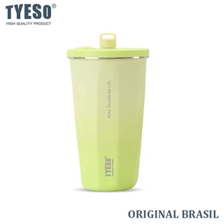 TYESO Caneca de Café de Aço Inoxidável Copo Térmico de Aço Inoxidável com Canudo Mantém Café Quente e Bebidas Geladas
