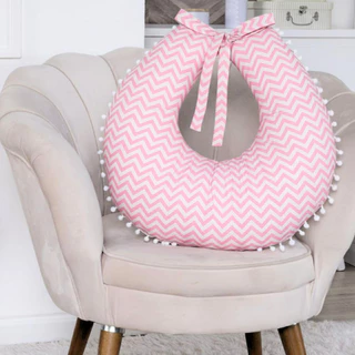 Almofada Amamentação para Amamentar com Zíper e Pompom Grelot com Tecido Estampado 100% Algodão em Oferta na Shopee