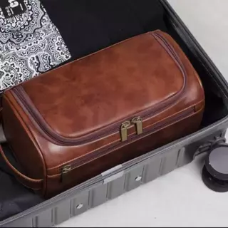Bolsa de Higiene Pessoal Necessárie Viagem Vintage em Couro Masculina Feminina em Oferta na Shopee