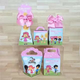 PEGUE E MONTE Kit Caixinhas Personalizadas para Festa 3 Palavrinhas Menina Caixas para Lembrancinhas de Aniversário
